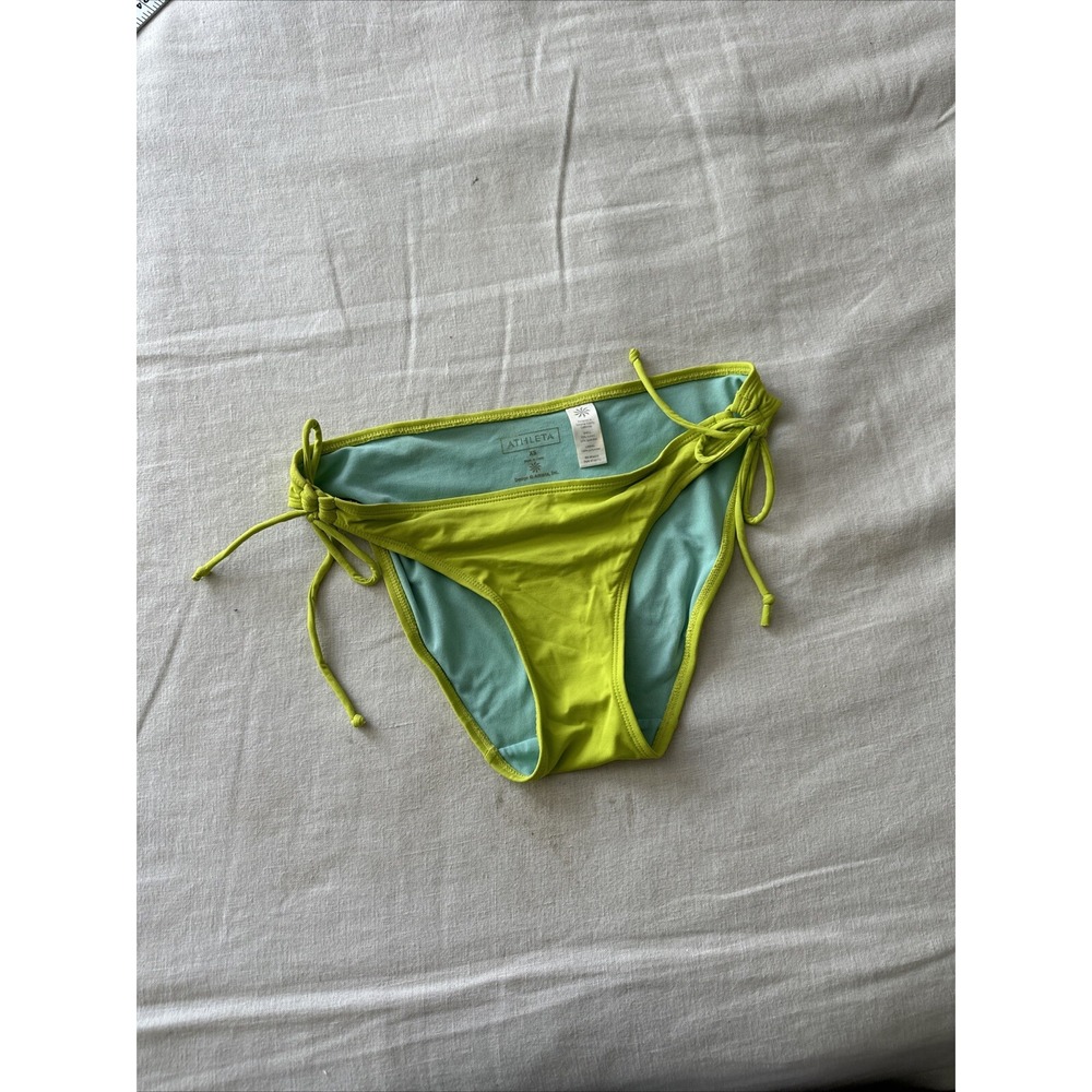 Athleta Bikini Bottoms Womens XS‎ Clean Medium Coverage Printed Green High Rise